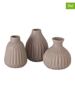 3-delige Set: Vazen "Esko" Grijs - (H)12 Cm