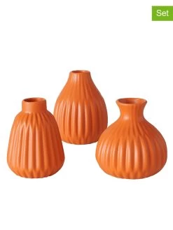 3-delige Set: Vazen "Esko" Oranje - (H)12 Cm