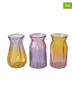 3-delige Set: Vazen "Shady" Paars/geel - (H)15 X Ø 9 Cm