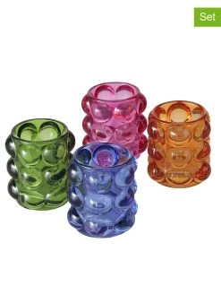 4-delige Set: Windlichten "Bubbles" Meerkleurig - (H)10 Cm