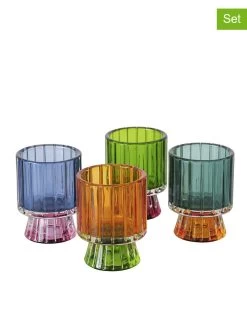 4-delige Set: Windlichten "Glance" Meerkleurig - (H)7,5 Cm