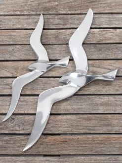 Aluminium Wanddecoratie "Meeuw" - (B)14 X (H)36 Cm