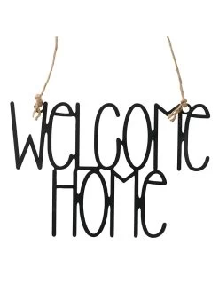 Decoratief Bordje "Welcome Home" Zwart - (B)26,5 X (H)18 Cm