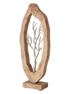 Decoratief Object "Ivelan" Naturel/zilverkleurig - (B)23 X (H)58 X (D)9 Cm