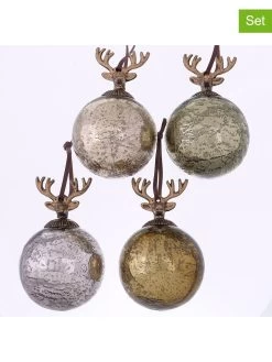 Kerstballen "Lopuld" Goudkleurig/zilverkleurig - 4 Stuks