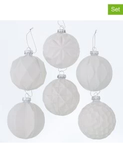 Kerstballen "Raven" Wit - 6 Stuks