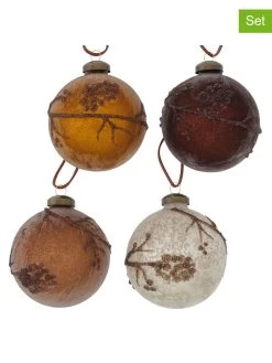 Kerstballen "Vita" Bruin - 4 Stuks